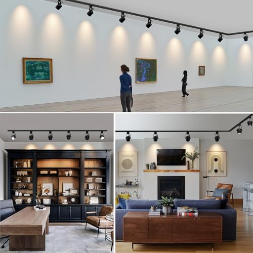 Arcfox H Type LED Track Light Head 9W 3000K Warm White ETL Multi Adjustable Angle 3 Wire Single Circuit Dimmable Track Lighting for Kitchen Dining Room Wall Art Exhibition (6 Pack, Black)