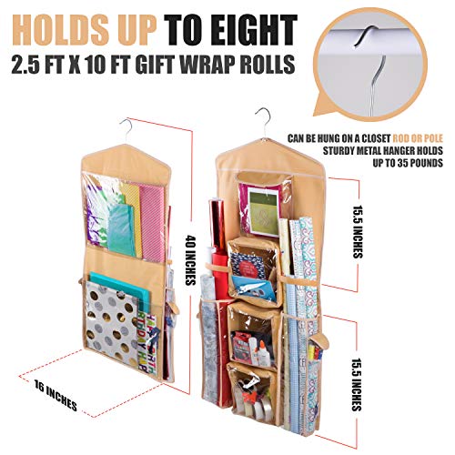 Regal Bazaar Double-Sided Hanging Gift Bag and Gift Wrap Organizer (Beige)