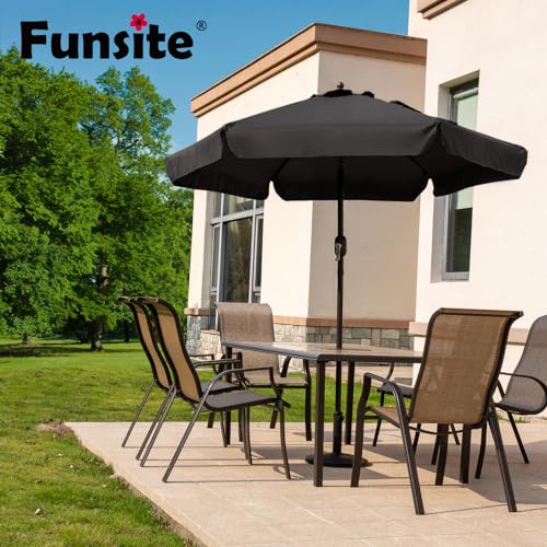 Funsite 7.5Ft Patio Umbrella for Outdoor, UV Protect Pool Umbrellas with Heavy Duty Pole, Market Umbrella with Push Botton Tilt & Crank, Grey