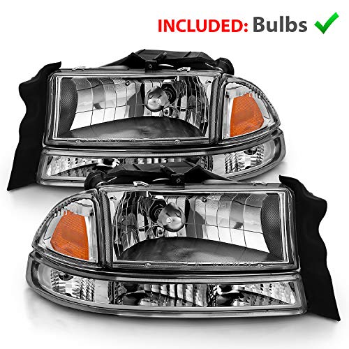 AmeriLite Chrome Replacement Headlights Corner/Parking Sets For Dodge Dakota/Durango Driver and Passenger Side