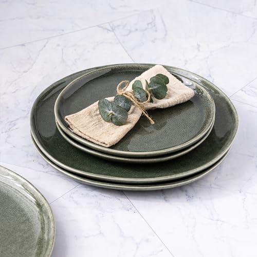 AmorArc Ceramic Plates Set of 6, 8.5 Inch Handmade Reactive Glaze Stoneware Plates set for Dessert, Salad, Appetizer, Small Dinner Plates, Microwave & Dishwasher Safe, Scratch Resistant