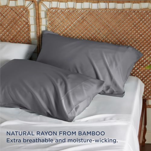 Bedsure King Size Pillow Cases Set of 2, Rayon Derived from Bamboo Aqua Blue Pillowcase, Cooling Pillow Cases for Hot Sleepers, Soft & Breathable Pillow Covers with Envelope Closure, 20x36 Inches