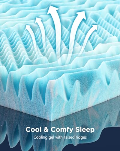 PERLECARE 2-Inch 7-Zone Twin Memory Foam Mattress Topper, Cooling Gel Mattress Topper with Airflow Channels, CertiPUR-US Certified Cooling Mattress Topper for Body Pressure Relief