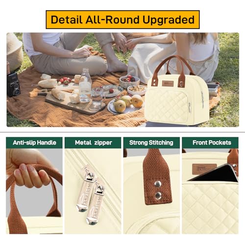Buringer HOMESPON Lunch Bag for Woman Man Adults with Front Pocket Insulated Lunch Tote Lunch Box Container for Work Picnic or Travel(Black)