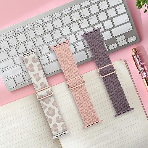Delidigi Stretchy Bands Compatible for Apple Watch Band Women 38mm 40mm 41mm 42mm 44mm 45mm 46mm 49mm, Nylon Braided Straps for iWatch Series 10 9 8 7 6 SE 5 4 3 Ultra Ultra 2