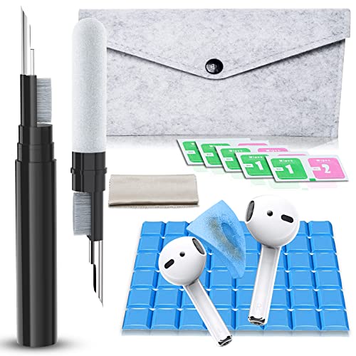 Cleaner Kit Compatible with Airpods, Earbuds Cleaning kit for Airpods Pro 1 2 3, Phone Cleaner kit with Brush for Earbuds,Earpods,Earphone,Headphone, iPod,Case,iPhone,ipad,Laptop, Camera (Black)