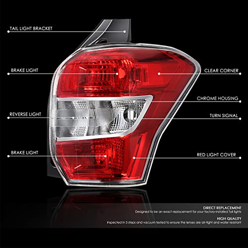 DNA MOTORING Right OE Style Tail Light Compatible with 14-16 Subaru Forester, Red/Clear Lens, OEM-TL-002-R
