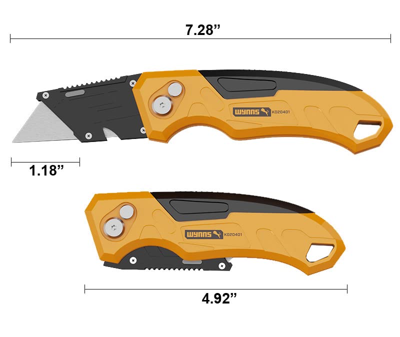 Veltec Pro Folding Utility Knife with 3 Extra SK5 Blades (Orange)