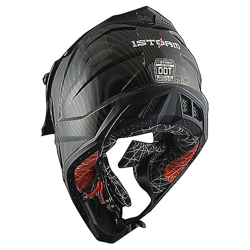 1Storm Adult Motocross Helmet ATV Dirt Bike BMX MX Downhill Mountain Helmet Track Style JH601; Track Orange