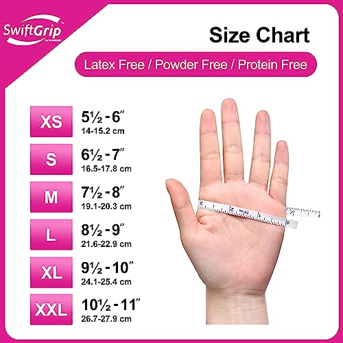 SwiftGrip Powder-Free Nitrile Gloves, X-Small, 50ct Box - 3-mil, Disposable, Latex-Free, for Kitchen, Cleaning, Estheticians, Hair Stylist - Pink/Fuchsia