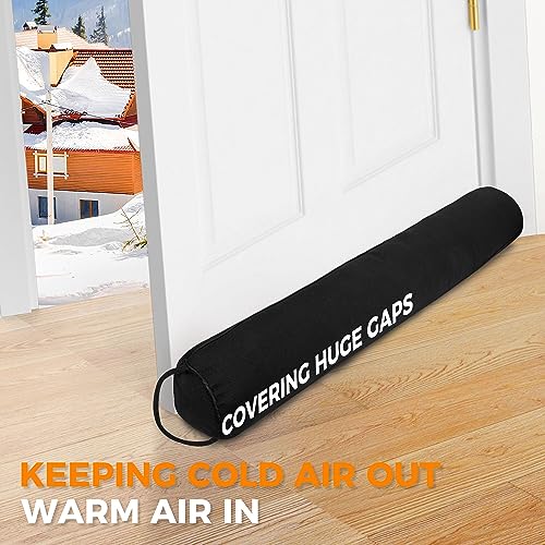 TORRAMI Under Door Draft Stoppers 30 Inch, Heavy Triangle Stop Draft Block Cold Air/Wind/Breeze Noise Blocker Door Sweeps Weather Stripping Bottom Seal Black