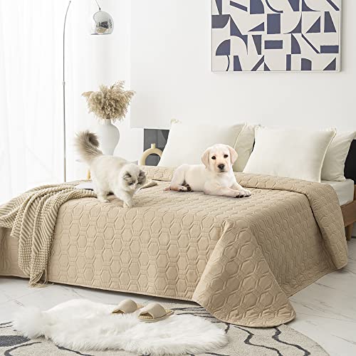 Tcksstex Waterproof and Non-Slip Dog Bed Cover and Pet Blanket Sofa Pet Bed Mat ,car Incontinence Mattress Protectors Furniture Couch Cover for Most Cats Dogs,Pets(30x70-Beige)