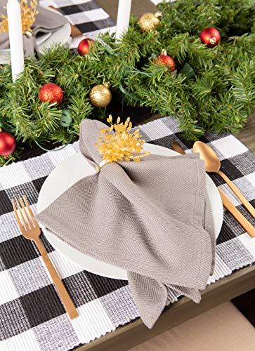 DII Buffalo Check Collection, Classic Farmhouse Tabletop Set, Napkin Set, 20x20, Gray & White, 6 Piece
