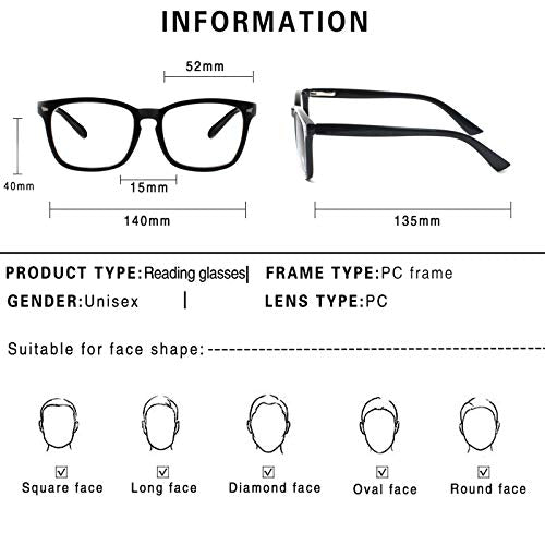 Sumkyle 2-Pack Progressive Multifocal Anti Blue Light Reading Glasses for Women and Men Fashion Eyeglasses Frame (Black Demi, 4.00)