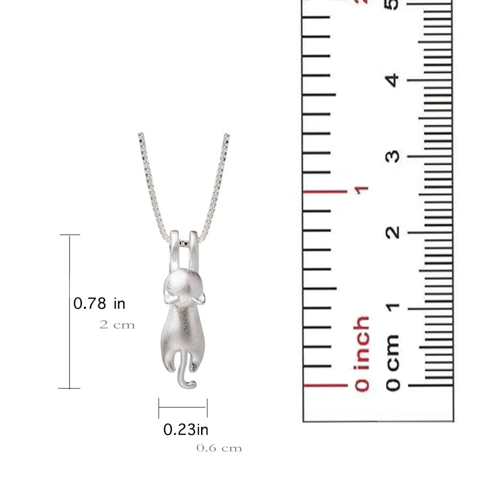 S.Leaf Sterling Silver Cat Necklaces for Women Cat Jewelry for Women Cat Accessories for Women Cat Mom Lover Lady Themed Gifts Cute Silver Kitten Jewelry Birthday Gifts for Women (04_Matte_Silver)