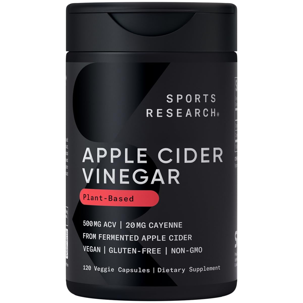 Sports Research Apple Cider Vinegar with Cayenne Pepper | Made from Organic Fermented Apple Cider - Non-GMO Project Verified & Vegan Certified (120 Veggie Capsules)