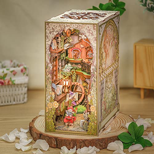 CUTEBEE DIY Book Nook Kit for Adults, DIY Wooden Miniature House Dollhouse Kit Ancient Chinese Landscapes Bookshelf Insert Decor Booknook Model Build Gift Kit with LED Light (Su Dongpo's Life)