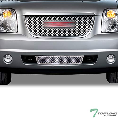 TLAPS 7422440236208 Compatible With 2007-2014 GMC Yukon/XL/Denali Chrome Mesh Front Lower Bumper Grill Grille
