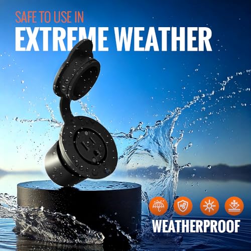 15A Weatherproof Outdoor Power Outlet by Journeyman-Pro 15 Amp 125 Volt NEMA 5-15R Receptacle Kit with Integrated 20" Inch Extension Cord + Waterproof Rubber Cover (GCR1-BLACK)