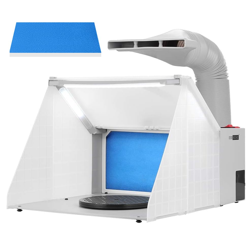 VIVOHOME Portable Airbrush Paint Spray Booth Kit with LED Lights Turn Table and Filter Hose for Model Cake Craft Nail Toy Part