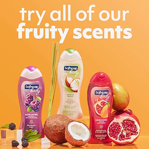 Softsoap Body Wash, Coconut Butter Scrub , Exfoliating Body Wash, 20 Ounce, 4 Pack