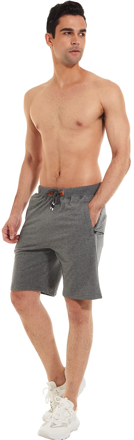 QPNGRP Mens Shorts Casual Drawstring Zipper Pockets Elastic Waist Darkgray 34