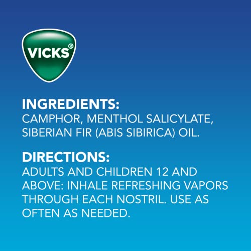 Vicks VapoInhaler, On-The-Go Portable Nasal Inhaler, Non-Medicated, with Refreshing Vapors, Menthol Scent, 2 Scented Sticks (Pack of 2)