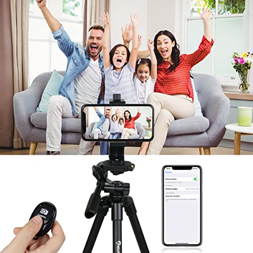 Endurax 60" Phone Tripod for Canon Camera Stand with Universal Phone Mount & Remote Shutter Max Load 6.6 lb, No Quick Release Plate, Black