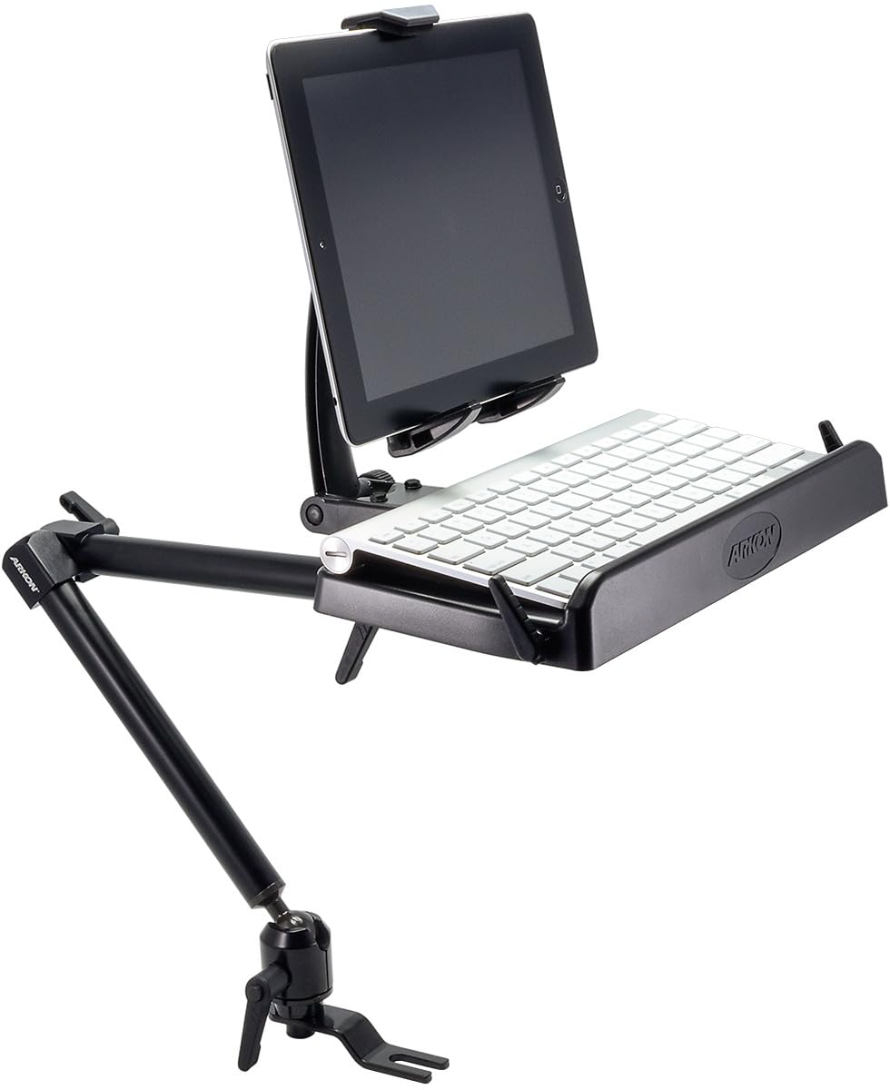 ARKON Mounts -Tablet And Keyboard Tray Combo Car Mount | Tablet Holder For Car | Professional-Grade Durability | Easy Installation | Keyboard Tray | Fits iPad and Samsung Tablets