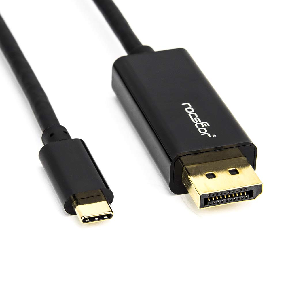 Rocstor Y10C167-B1 Premium 6ft USB-C to DisplayPort Cable M/M- USB Type-C to DisplayPort Converter Cable - 6ft (1.8m) – Supports up to 4K 60Hz Mac or Windows Compatible- DisplayPort/USB 3.1, Black