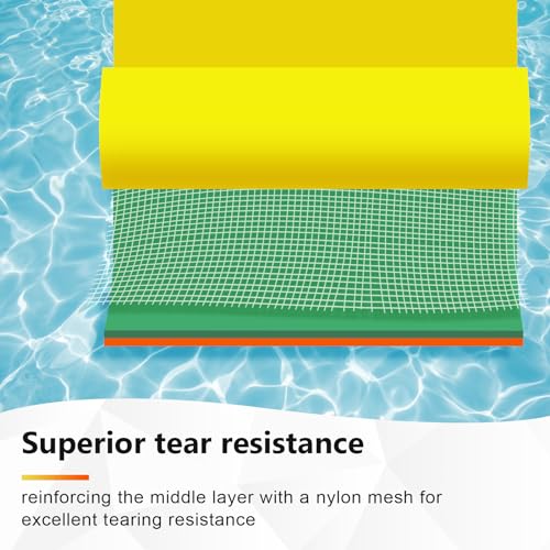 ZIPEAK Lily Pad Floating Mat, 8 x 4 ft Floating Mat for Lake, 3-Layer Tear-Resistant XPE Foam with a 16.4 FT Bungee Tether, A Great Companion for Boat Trips and Pool Fun (8' x 4' x 1.3")