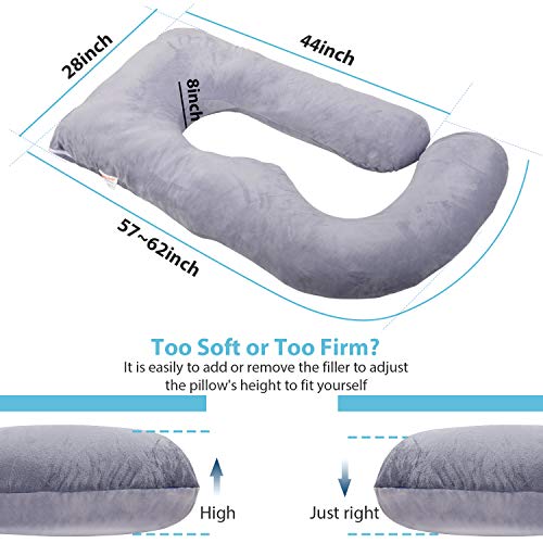 BATTOP Pregnancy Pillows for Sleeping,Full Body Maternity Pillow with Removable Cover,Support for Back,HIPS,Legs,Belly for Pregnant Women,Pregnancy Must Haves