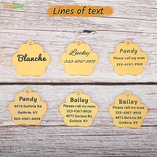 Artinst Dog Tag Personalized Custom Engraving Up to 5 Lines of Content for Your Pet's Name and Information Cute Paw Shaped Pet Id Tag (Blue)