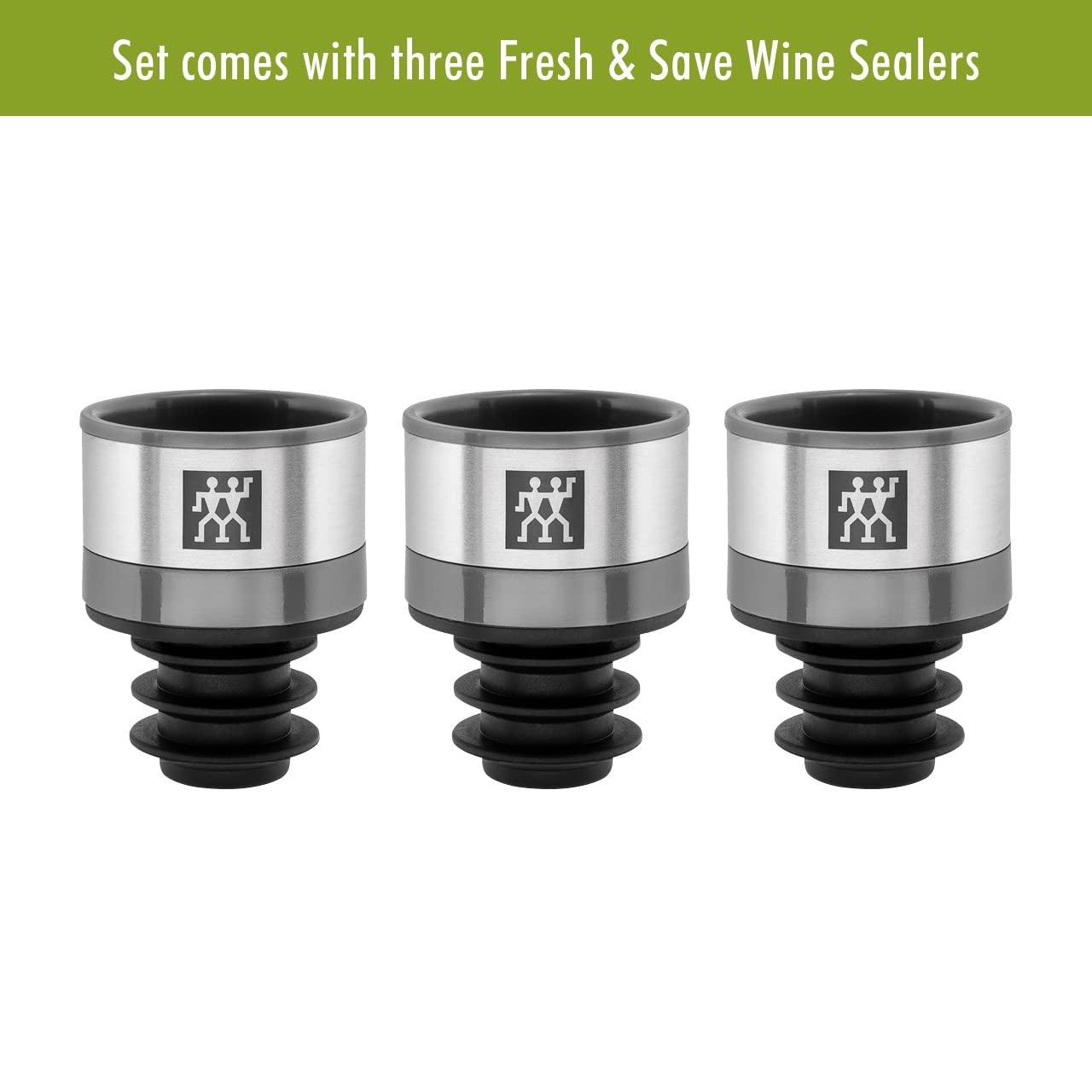 ZWILLING Fresh & Save 3-pc Vacuum Wine Sealer (Set of 3), Gift Set