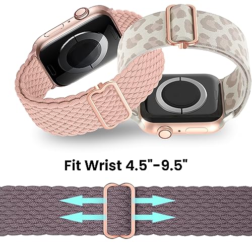 Delidigi Stretchy Bands Compatible for Apple Watch Band Women 38mm 40mm 41mm 42mm 44mm 45mm 46mm 49mm, Nylon Braided Straps for iWatch Series 10 9 8 7 6 SE 5 4 3 Ultra Ultra 2