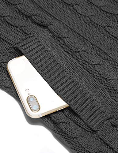 COOFANDY Men's Zip Up Cardigan Sweater Stand Collar Slim Fit Cable Knit Full Zip Sweater Jacket with Pockets Light Brown