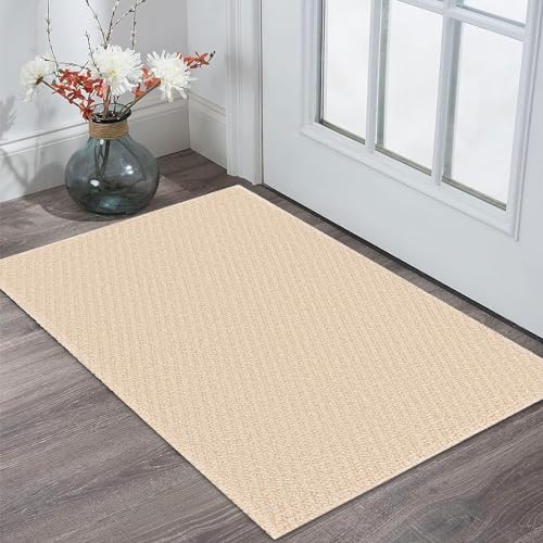 IOHOUZE Black Boho Area Rug - 4'x6' Cotton Indoor Outdoor Doormat, Black White Runners for Hallways, Machine Washable Runner Rug for Kitchen Bedroom Living Room Laundry