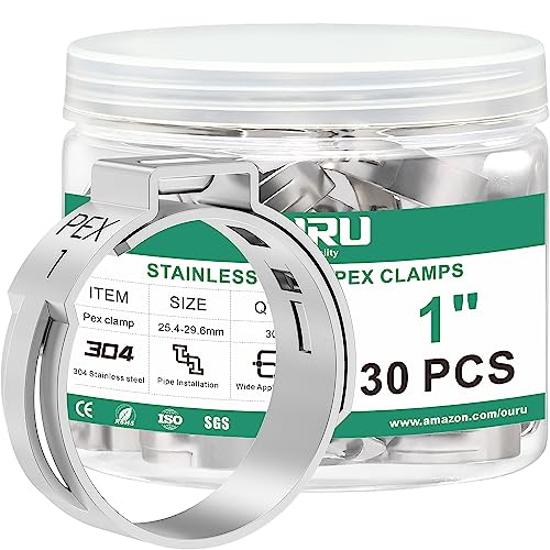 OURU 150 Pack 3/8 Inch Pex Clamps,304 Stainless Steel Pex Cinch Clamps Stepless Pex Crimp Rings PEX fittings Pinch Clamps,Single Ear Hose Clamps for Pex Tubing Pipe