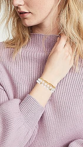 MAMA Bracelet Dainty Gold Crystal Beaded Bracelets Set for Women Stackable 14K Gold Plated Beads Nature Stone Layered Stretch Bracelets Mother's Day Gifts for Mom Grandmom