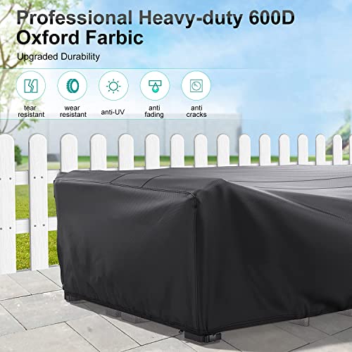 BROSYDA Patio Furniture Set Cover Waterproof, Heavy Duty Furniture Covers for Outdoor Sectional Sofa Set Wicker Rattan Table Chair Rectangular,138"L×86"W×28"H,Brown