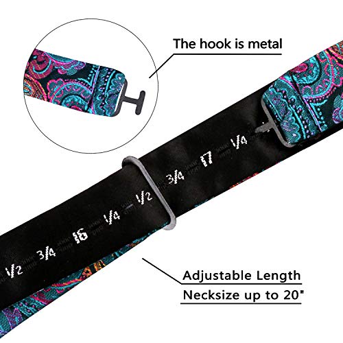 Alizeal Mens Paisley Jacquard Self-Tie Bow Tie Pocket Square Set (Plum Purple)