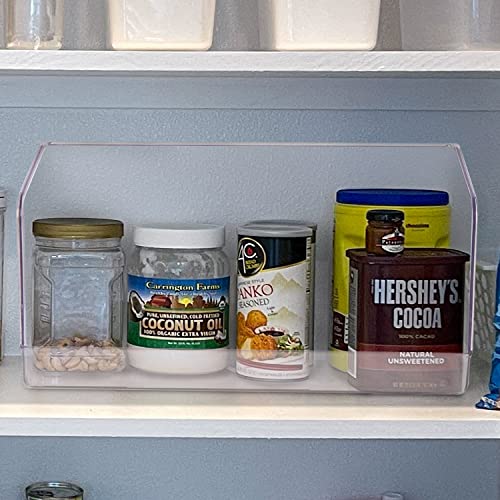Emeril Lagasse Stackable Plastic Food Storage Organizer Bin Basket with Open Front for Household Kitchen Cabinets, Pantry, Offices, Closets, Bedrooms, Bathrooms - 9.5" Wide, 2 Pack - Clear