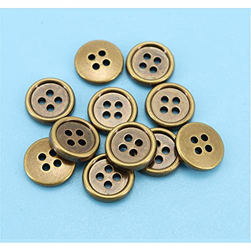 100 Pcs Round Craft Buttons 4 Holes Metallic Color Plastic Buttons for Sewing (Bronze)