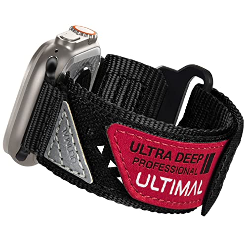 ULTIMAL Band Compatible with Apple Watch 49mm 45mm/44mm/42mm 41mm/40mm/38mm, Tough Breathable Nylon Sports Strap, Hollow Out Design for iWatch Series 8/7/6/5/4/SE/3/2/1/Ultra (38mm/40mm/41mm, Black)