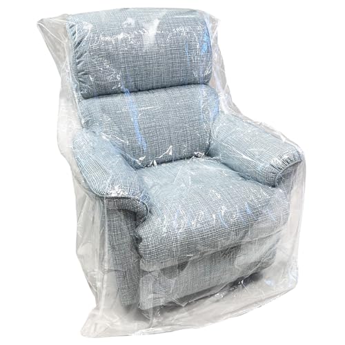 Swanna Plastic Recliner Furniture Cover – Clear Moving Bag for Couch, Heavy Duty Waterproof Cover Pets | Cat Scratching Protector,Plastic Chair Cover 42" BH x 25" AH x 36”W x 40”D (Armchair-1 Pack)