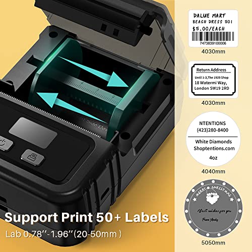 Phomemo M120 Label Maker- Barcode Printer Bluetooth Thermal Label Machine 2 Inch 50mm for Retail, QR Code, Small Business, Compatible with Android, iOS & PC, Black