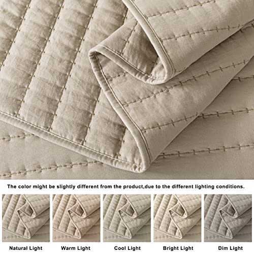 ROARINGWILD White Twin Size Quilt Bedding Sets with Pillow Sham, Lightweight Soft Bedspread Coverlet, Quilted Blanket Thin Comforter Bed Cover for All Season, 2 Pieces, 68x90 inches