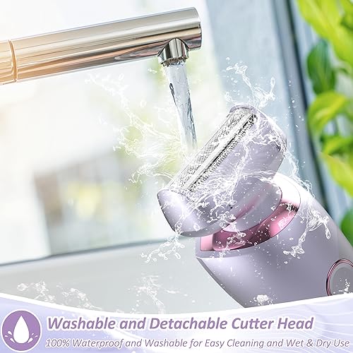 Electric Shaver for Women Legs, Lady Razors Hair Removal Waterproof Wet or Dry for Underarm Arm Bikini Private Area Pubic Hair, Portable Painless Ladies Body Hair Trimmer Remover (Purple)