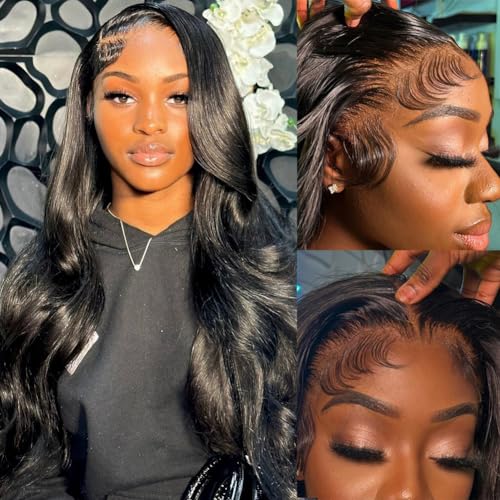 BestFun Body Wave Lace Front Wigs Human Hair Pre Plucked 200 Density Glueless HD Lace Frontal Wigs Human Hair 13X4 Body Wave Wig for Women Natural Hairline