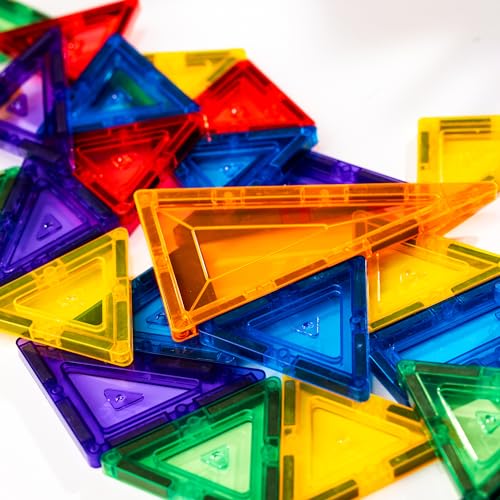 PLAYVIBE Magnetic Tiles 60 Pcs - 3D Magnet Toys for Kids 3+ - STEM Building Blocks - Toddler Learning Essential for Home & Classroom, Boys & Girls - Sensory Toys - Magnetic Blocks